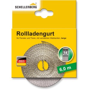 Schellenberg Rollladengurt Mini, 6 m, beige. Gurtband für Rollladen mit verstärkten Kanten.