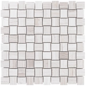 Mosaik Marmor Basketwave Grau, polierte Mosaikfliesen für den Innenbereich, 29x29 cm.