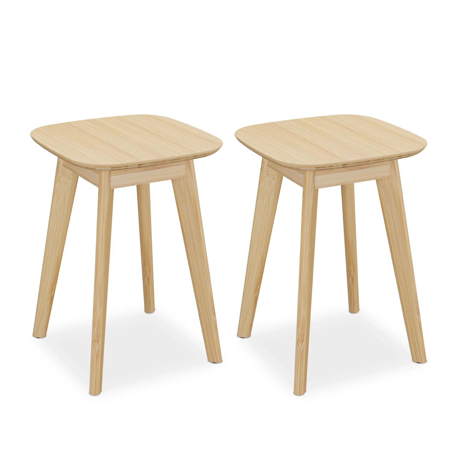 Relaxdays Esszimmerhocker 2er Set Bambus Natur Rutschfest 45,5 cm x 33 cm x 33 cm 2,5 kg