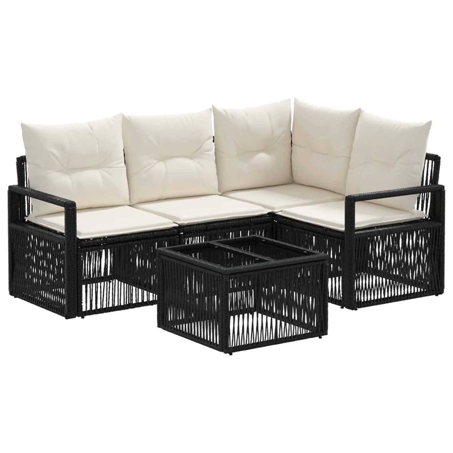 vidaXL Gartensofa-Set 5-Tlg Schwarz Poly-Rattan 3435706