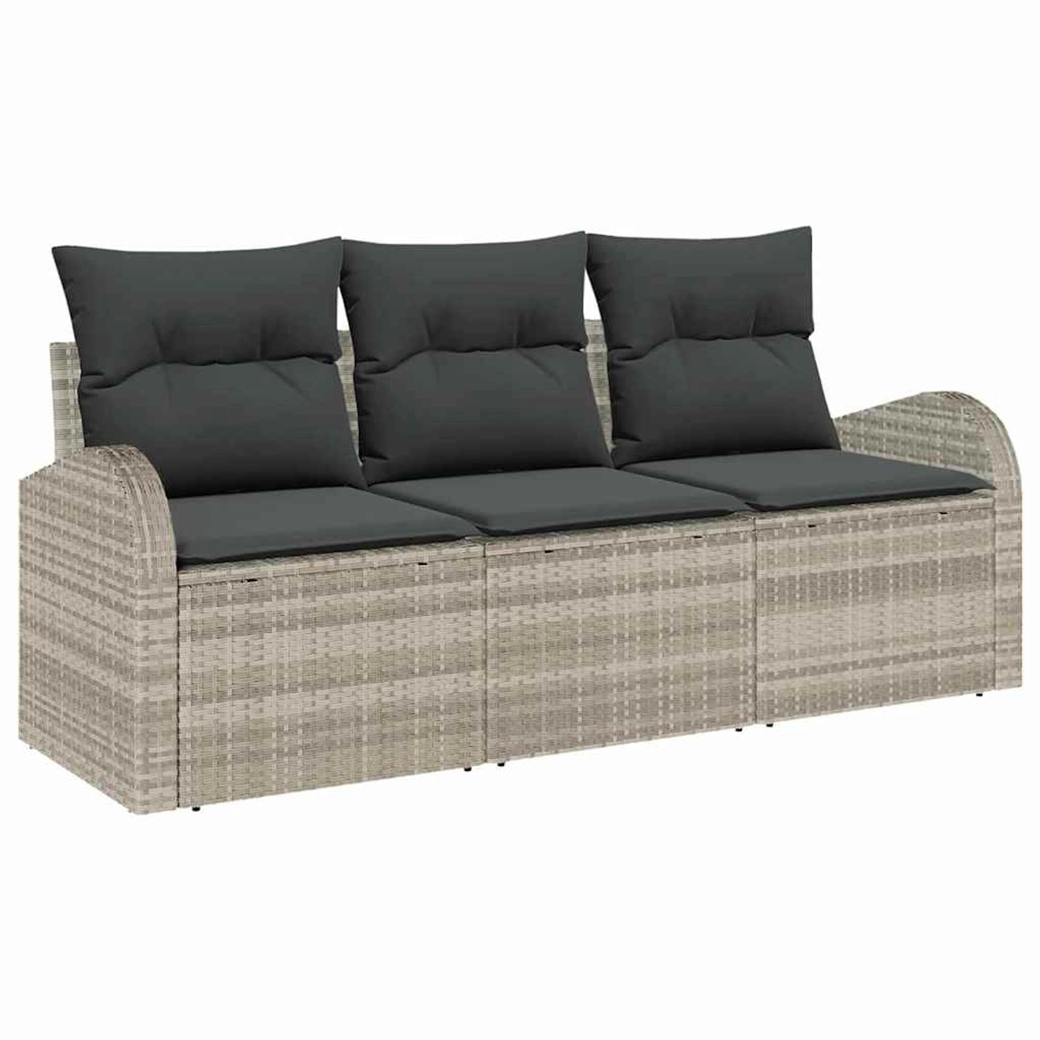 vidaXL Garten-Sofa-Set mit Kissen 3-Tlg Hellgrau Poly Rattan 3354571 günstig online kaufen