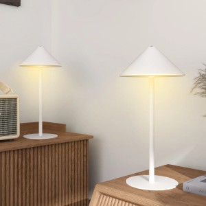 2er Set: Weiße HOMCOM Tischlampen mit 3 Lichtfarben, aufladbare Nachttischleuchten.