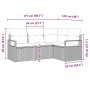 vidaXL Garten-Sofa-Set, 4-teilig, Schwarz, Poly Rattan, Maße: 177x122x85 cm, Detailansicht der Abmessungen.