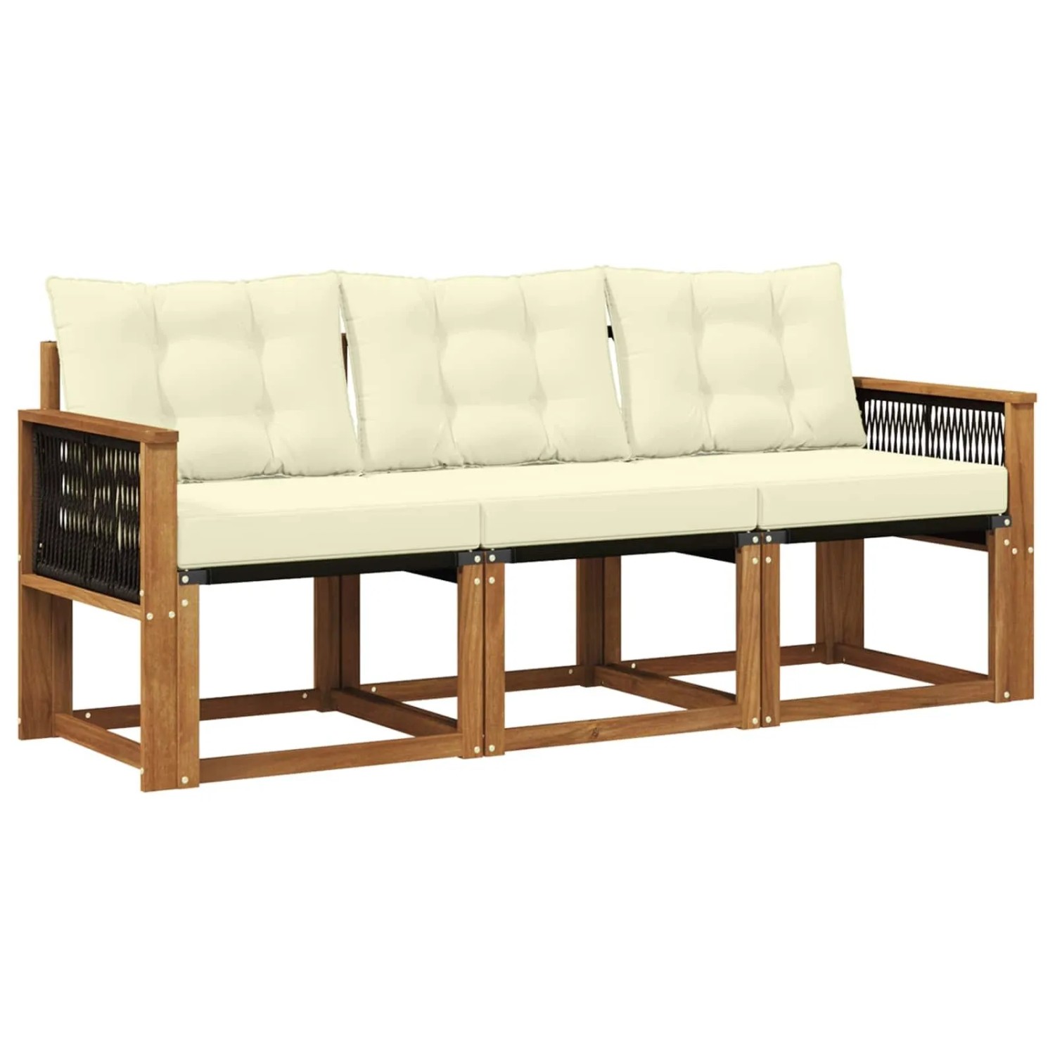 vidaXL Outdoor-Sofagarnitur mit Kissen 3 Stk Natur und Creme 3381742