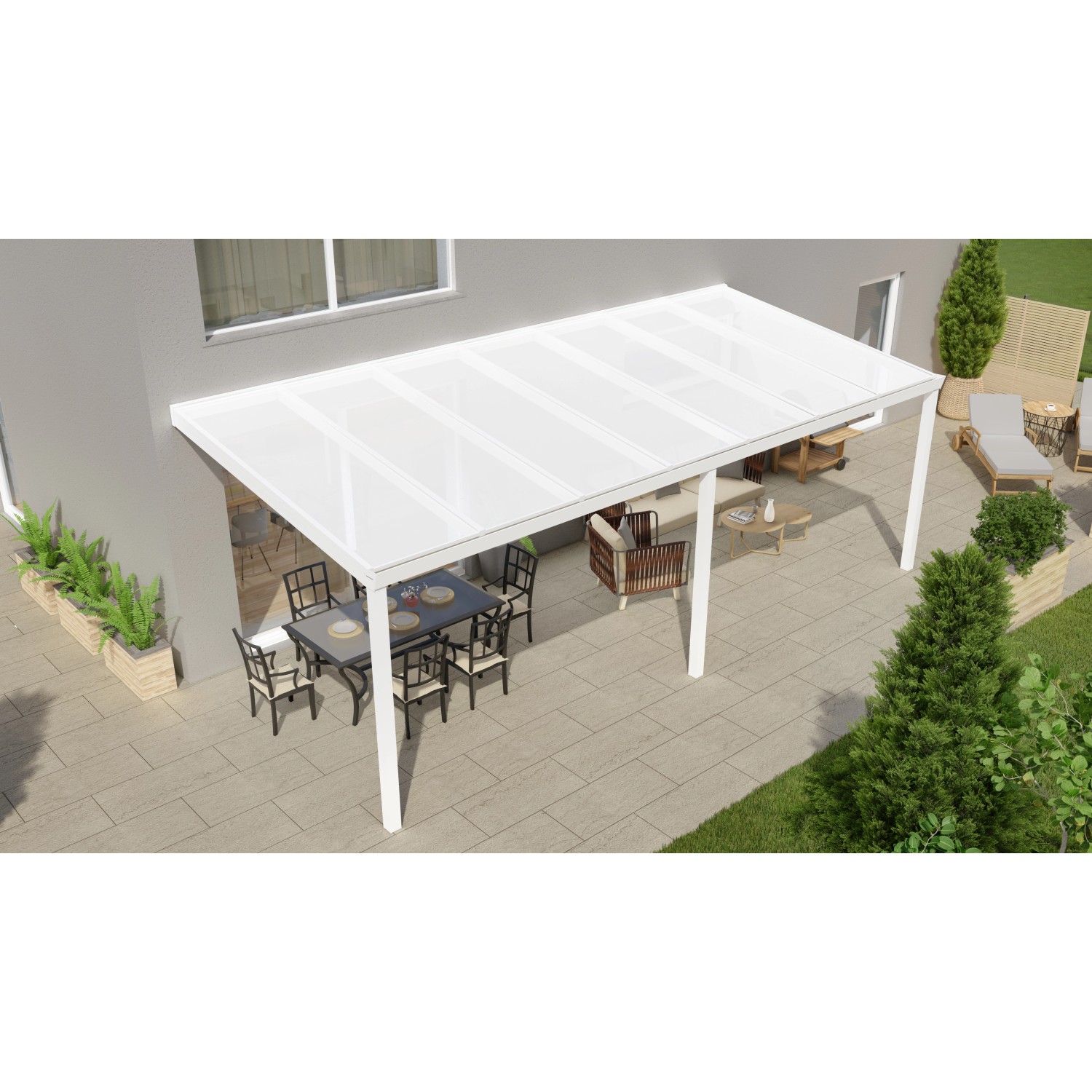 Terrassenüberdachung Professional 700 cm x 300 cm Weiß PC Opal günstig online kaufen