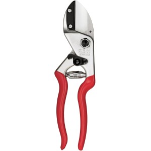 Felco 31 Gartenschere mit Amboss, Einhand-Baumschere mit roten Griffen und silberner Klinge.