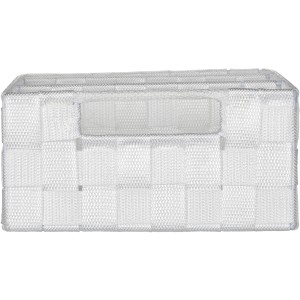 Weißer Wenko Organizer Adria mit Griff, geflochtene Optik, 3 Fächer, 32x10x21 cm.