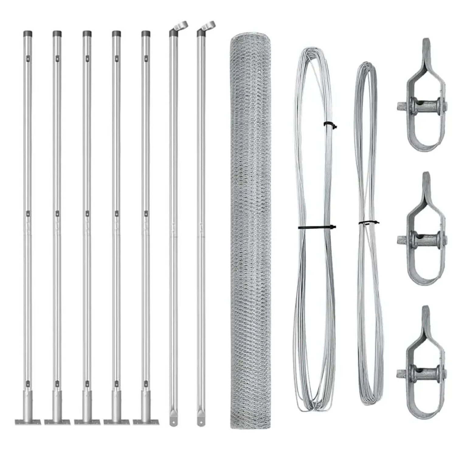 vidaXL Zaunpfosten Silber 10 x 1,5 m 25 mm Maschen Stahl 3353775 günstig online kaufen