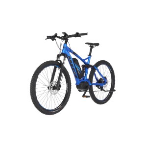 Blaues Fischer E-Bike Montis EM 1862 mit 557 Wh Akku, Rahmenhöhe 48 cm.