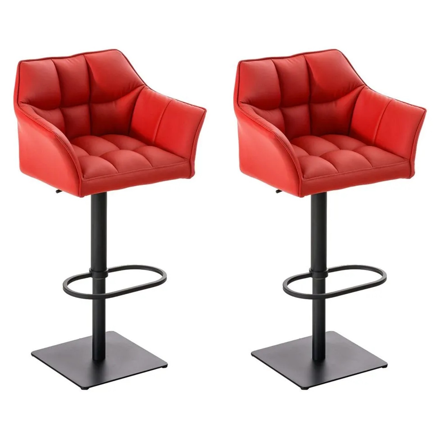CLP 2er Set Barhocker Damaso Kunstleder Rot/Schwarz
