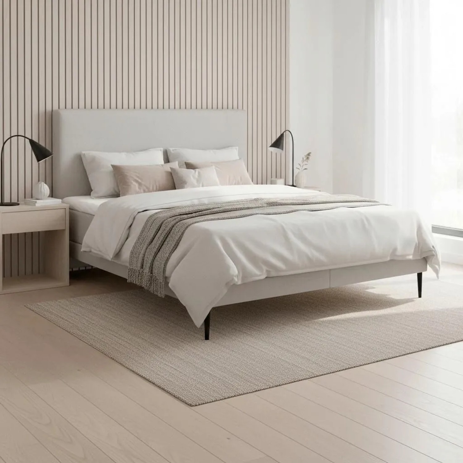Bessagi Home Boxbett Nevada Hellgrau ca. 160x200 cm mit Topper