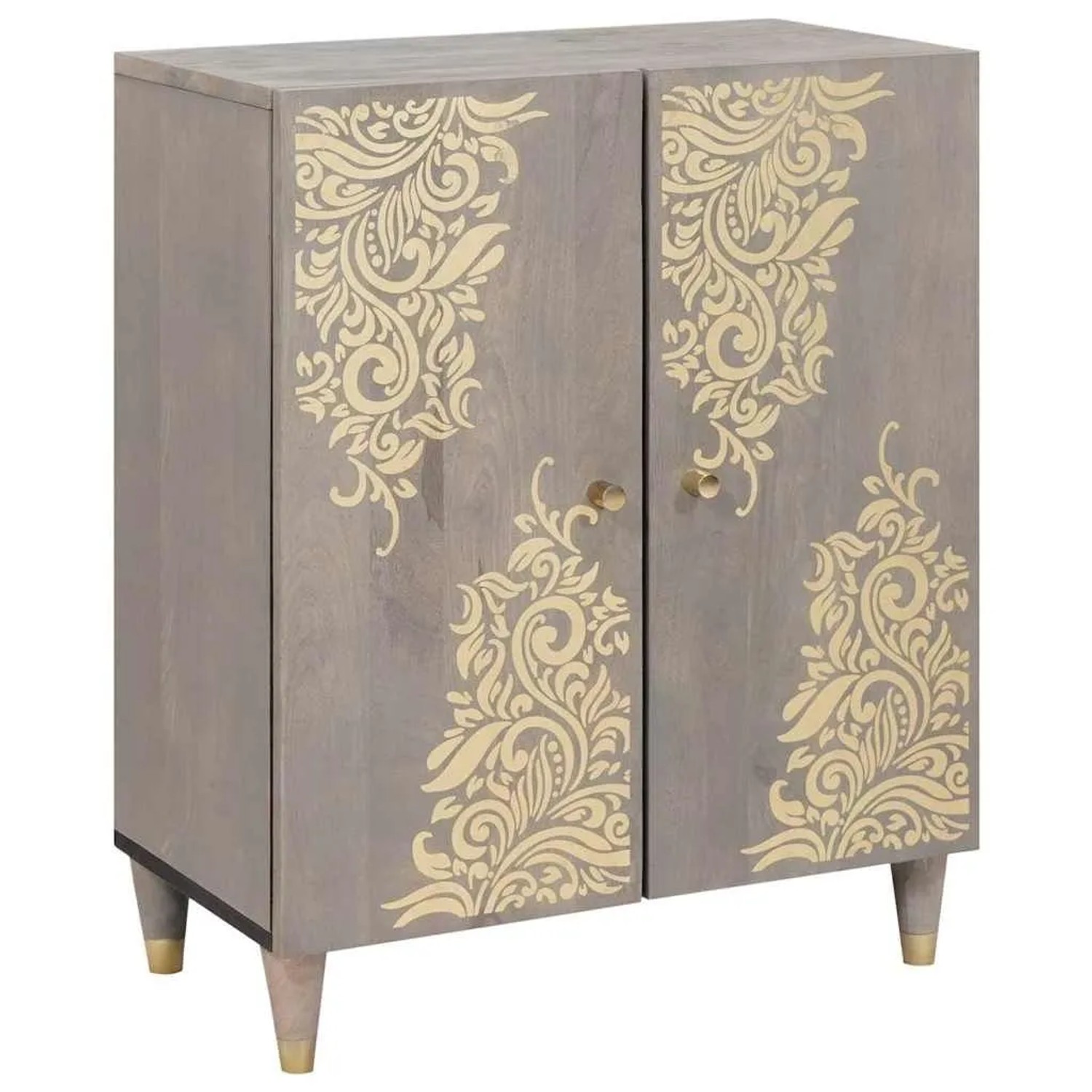 vidaXL Sideboard Grau und Gold 60 x 33 x 75 cm Massivholz Mango 4018774 günstig online kaufen