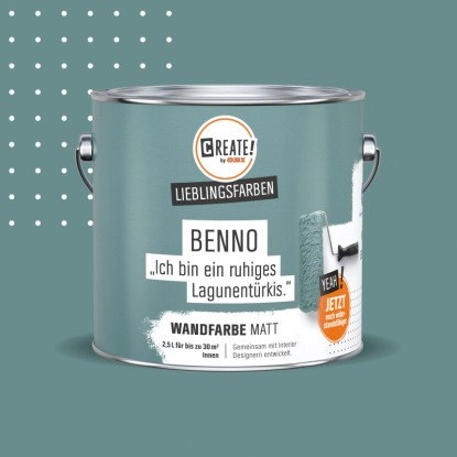 CREATE! by OBI Wandfarbe Lieblingsfarbe Benno Lagunentürkis Matt 2,5 l