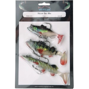 Westline Köder-Fisch Hecht Set Mix, 3 Kunstköder in Fischoptik zum Angeln.
