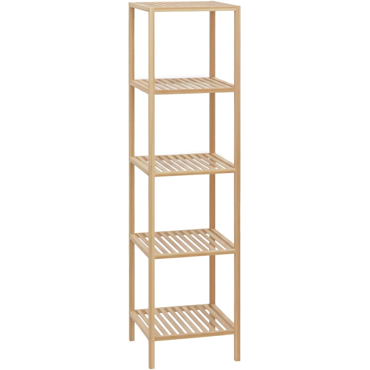 DELUKE Badregal NEUSS L 36x36x145cm Holz Natura Badezimmer-Aufbewahrungsregal Bambusregal Organziger Bad