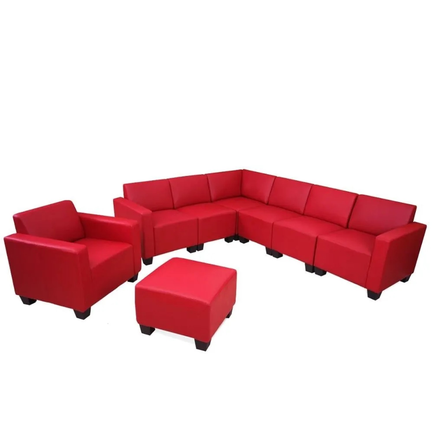 MCW Modular Sofa-System Lyon 6-2 Kunstleder Rot