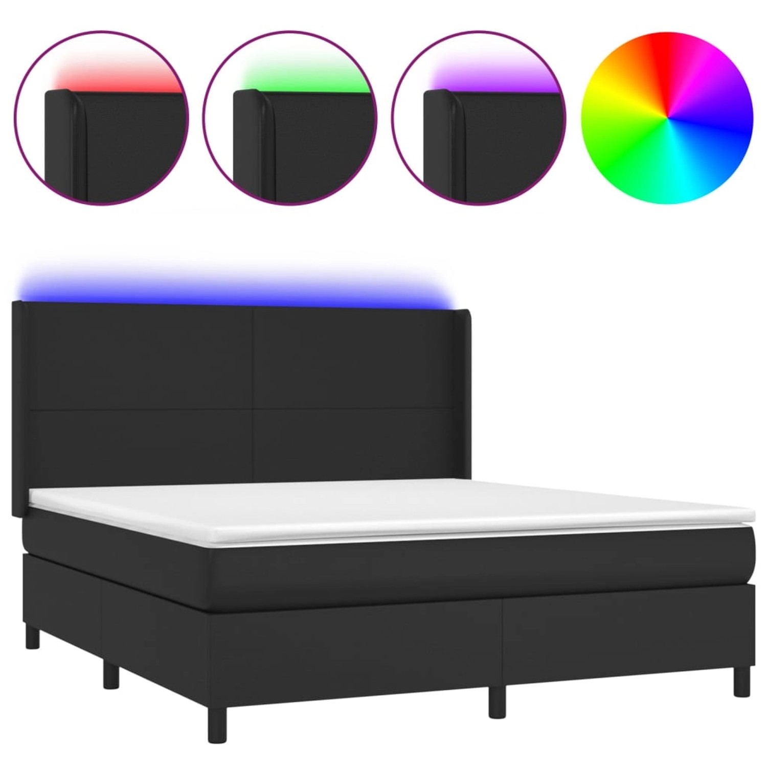 vidaXL Boxspringbett mit Matratze & LED Schwarz 180x200 cm Kunstleder 31392 günstig online kaufen