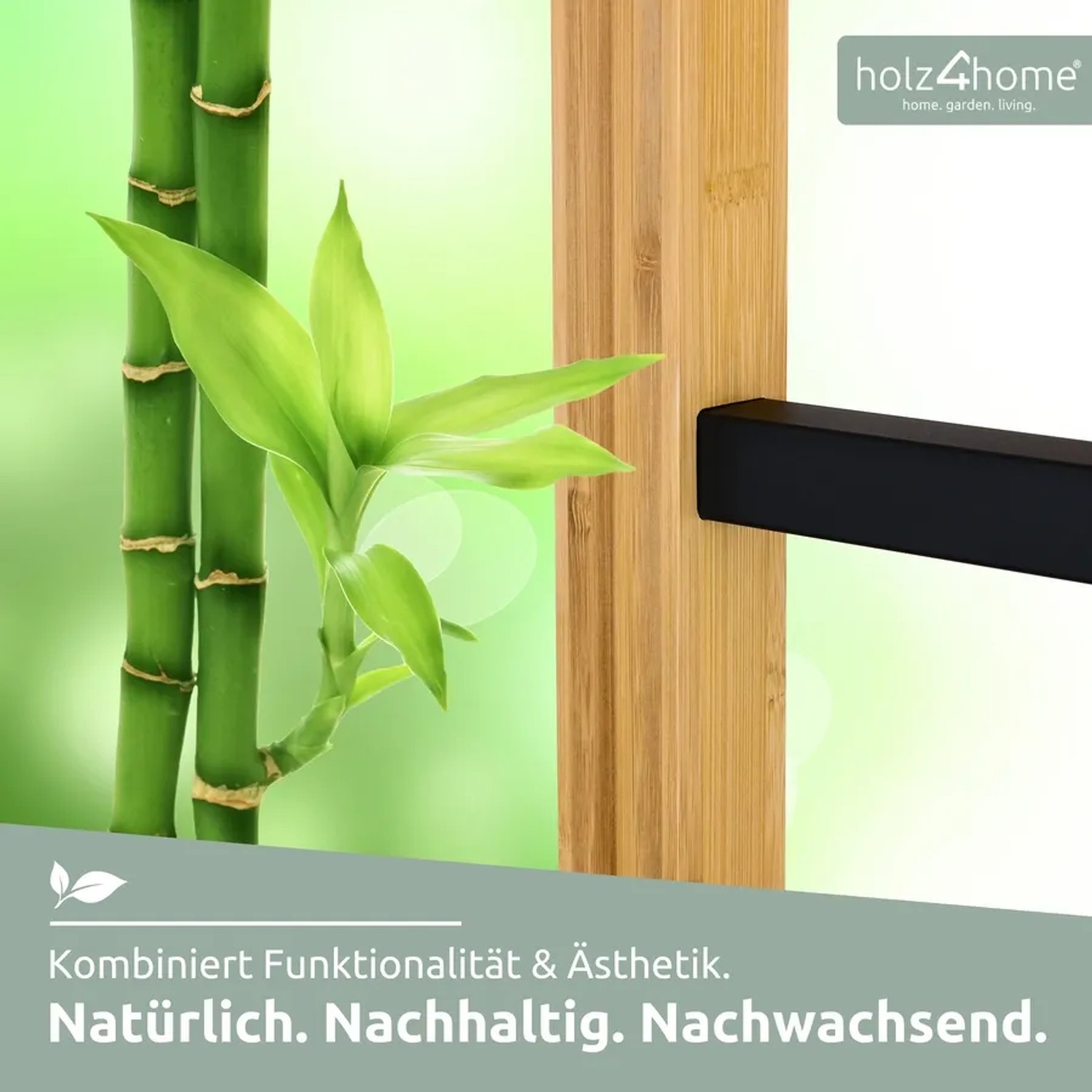 Detailaufnahme: Holz Getränkekistenregal mit Edelstahlablage, schwarz. Regalböden für stilvolle Lagerung.