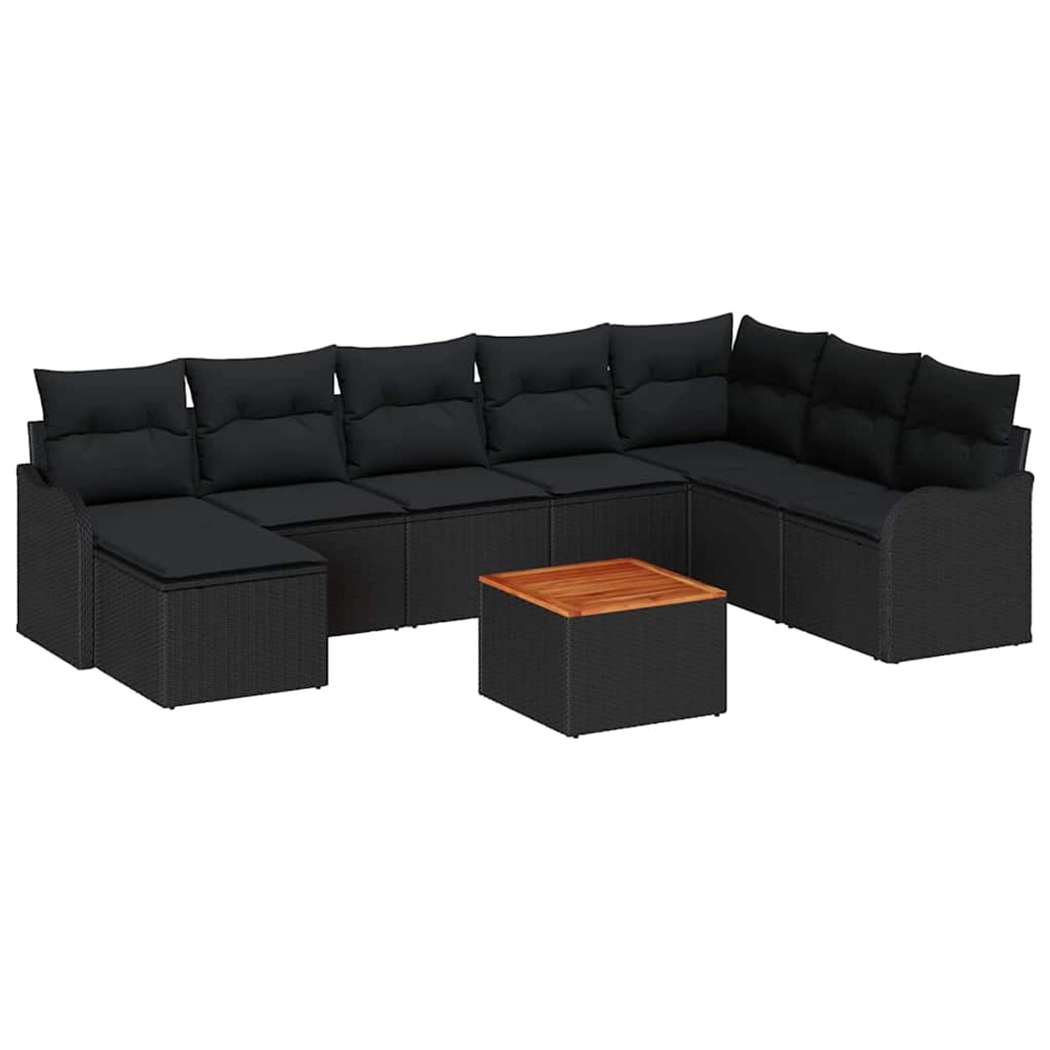 vidaXL Garten-Sofa-Set 9-Tlg Schwarz Poly Rattan 3347492 günstig online kaufen