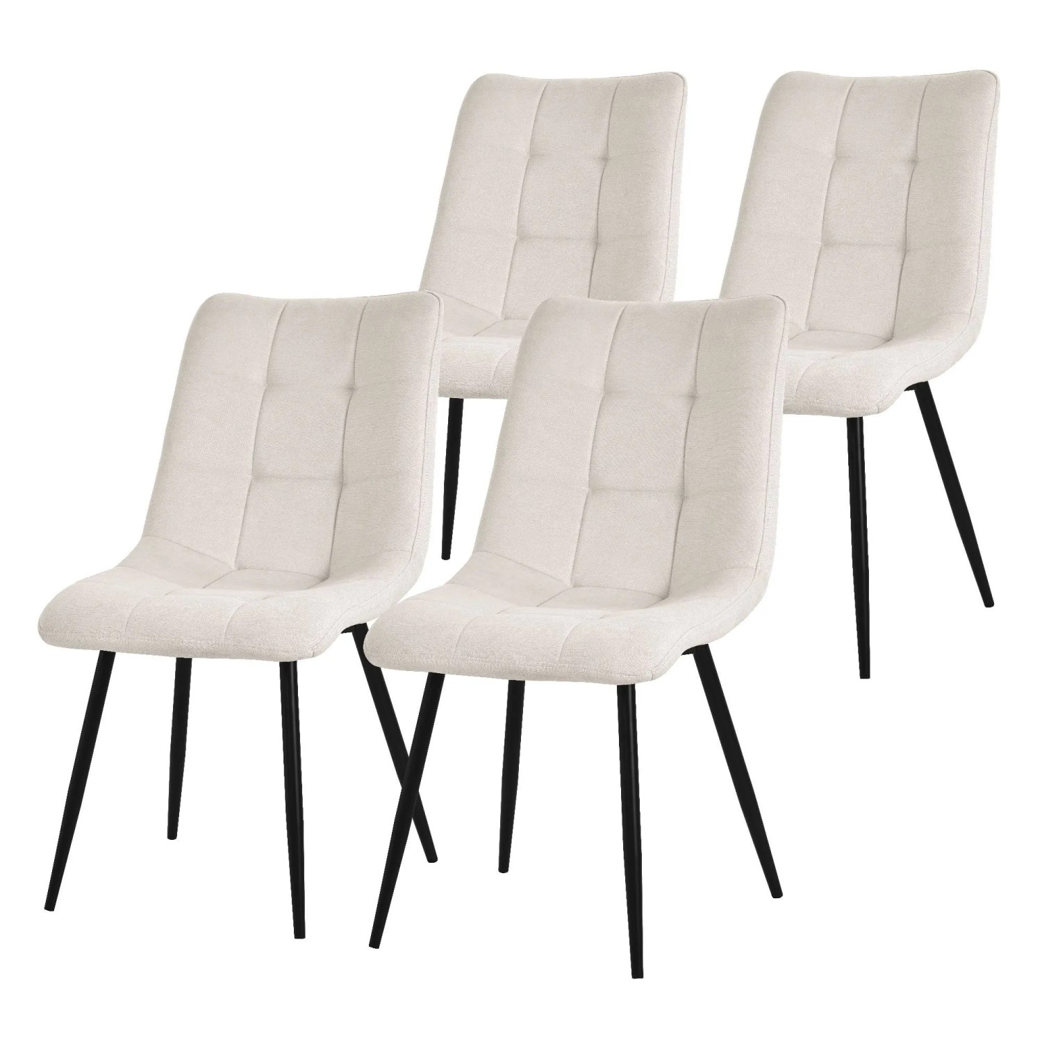 ML-Design Esszimmerstühle 4er Set Beige Stoffbezug Metallbeinen