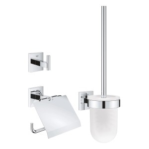 Grohe QuickFix Start Cube 3-in-1 WC-Set: Bademantelhaken, Toilettenpapierhalter, WC-Bürste, Chrom