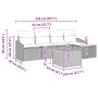 vidaXL Gartenmöbel-Set, 6-teilig, beige Poly Rattan, mit Maßen des Sofas und Tisches.