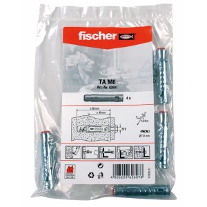 Fischer Schwerlastanker TA M6, 4 Stück im transparenten Beutel. Dübel für metrische Schrauben.