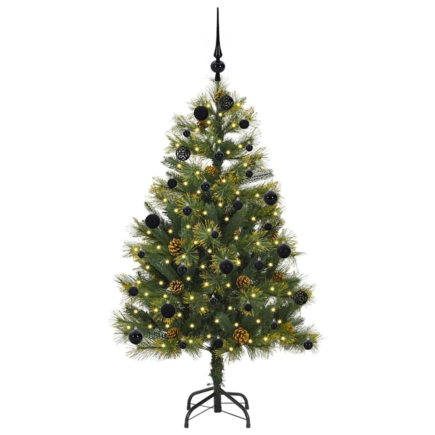 vidaXL Künstlicher Klapp-Weihnachtsbaum mit Tannenzapfen Grün 150 cm 3395081