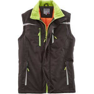 Terrax Workwear Herren Berufsweste in Schwarz/Limette, Größe S. Arbeitskleidung mit Reflektoren.