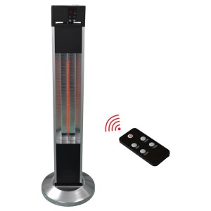 Schwarzer Terrassen-Heizstrahler Infrae 2000 W aus Alu mit Fernbedienung.