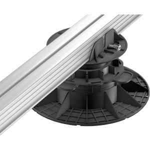 Verstellbares GS Terrassen Stelzlager 70-120 mm mit Balkenaufnahme für Terrassendielen.