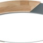 Graue LED-Deckenleuchte Borneo (Ø 31 cm) mit Holz- und Acryl-Elementen für warmweißes Licht.