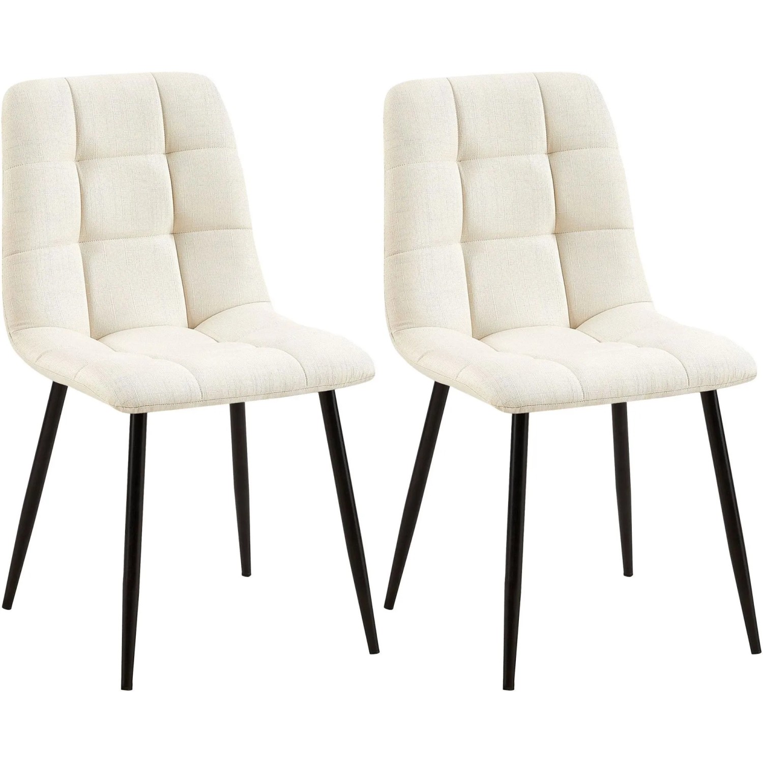 DELUKE 2er Set Esszimmerstuhl FIGAD Stoff Creme 45x55x84cm Essstühle Esszimmerstühle Küchenstühle Wohnzimmerstühle