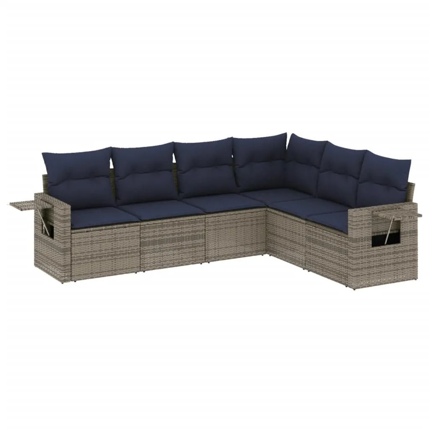 vidaXL 6-Tlg Gartensofa-Set mit Kissen Grau Polyrattan 3220210 günstig online kaufen