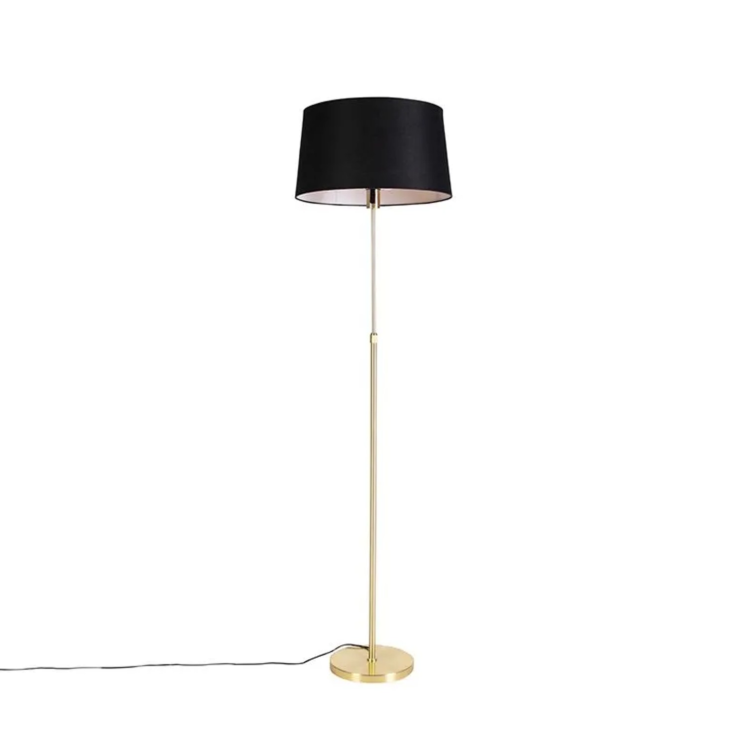 QAZQA Stehleuchte Gold   Messing mit Lampenschirm Leinen Schwarz 45 cm Parte