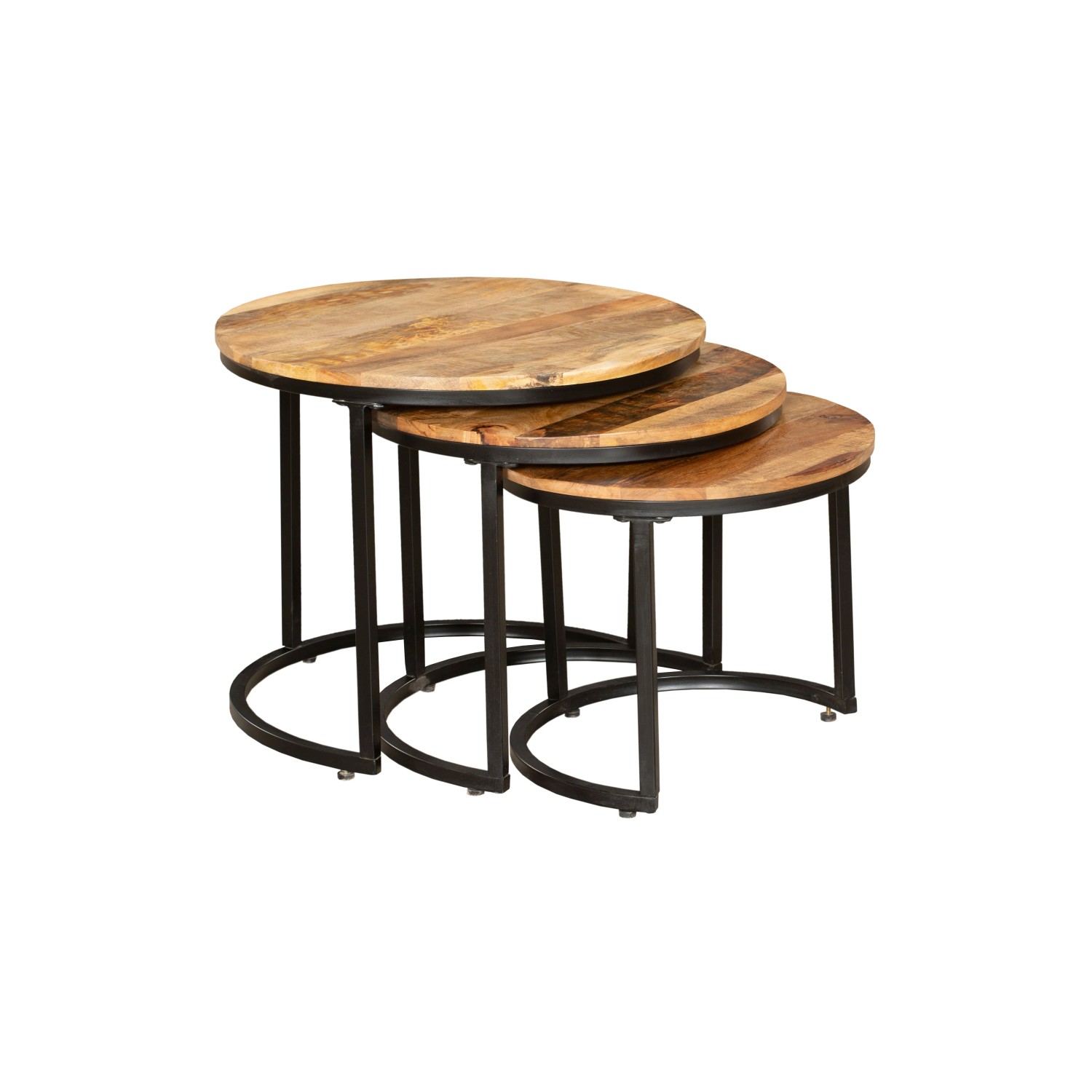 DELUKE Beistelltisch HEINZ 3er Set Mangoholz Braun 50x60x60cm Couchtisch Sofatisch Abstelltisch