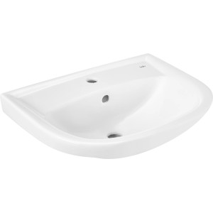 Weißes baliv Handwaschbecken Glasgow, 57 cm, aus Keramik mit Hahnloch und Überlauf.