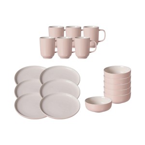Ritzenhoff & Breker Jasper Frühstücks-Set, 18-teilig, rosa: Tassen, Teller und Schalen aus Keramik.