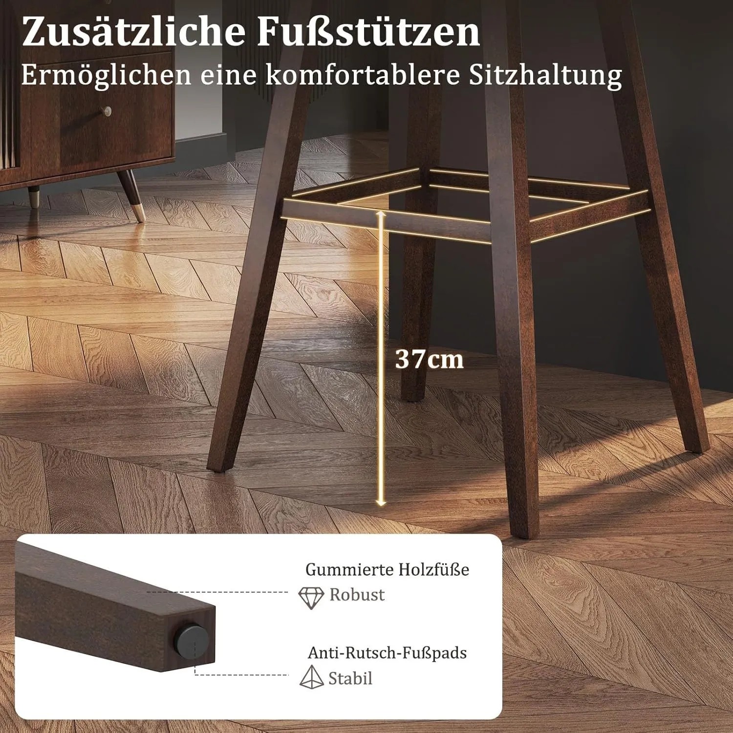 Costway Barhocker 2er Set 360° Drehbar 76 cm Holz Modern_4