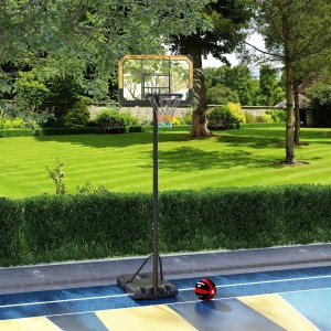 Schwarzer SPORTNOW Basketballkorb aus Stahl, höhenverstellbar, für Spiel & Spaß im Garten.