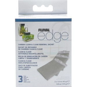 Fluval Edge Aktivkohle-Nachfüllbeutel, 3 Stück, für sauberes Aquariumwasser.