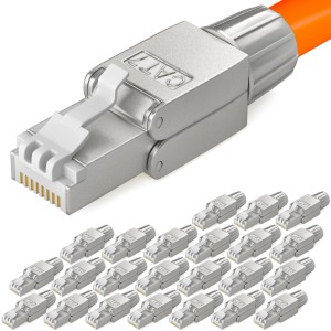 hb-digital 24x CAT7 Netzwerkstecker, schmal, RJ45, LSA, STP, Zinklegierung für Netzwerktechnik.