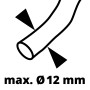 Symbol für max. Durchmesser 12mm beim Schneiden mit der Einhell Akku-Heckenschere.
