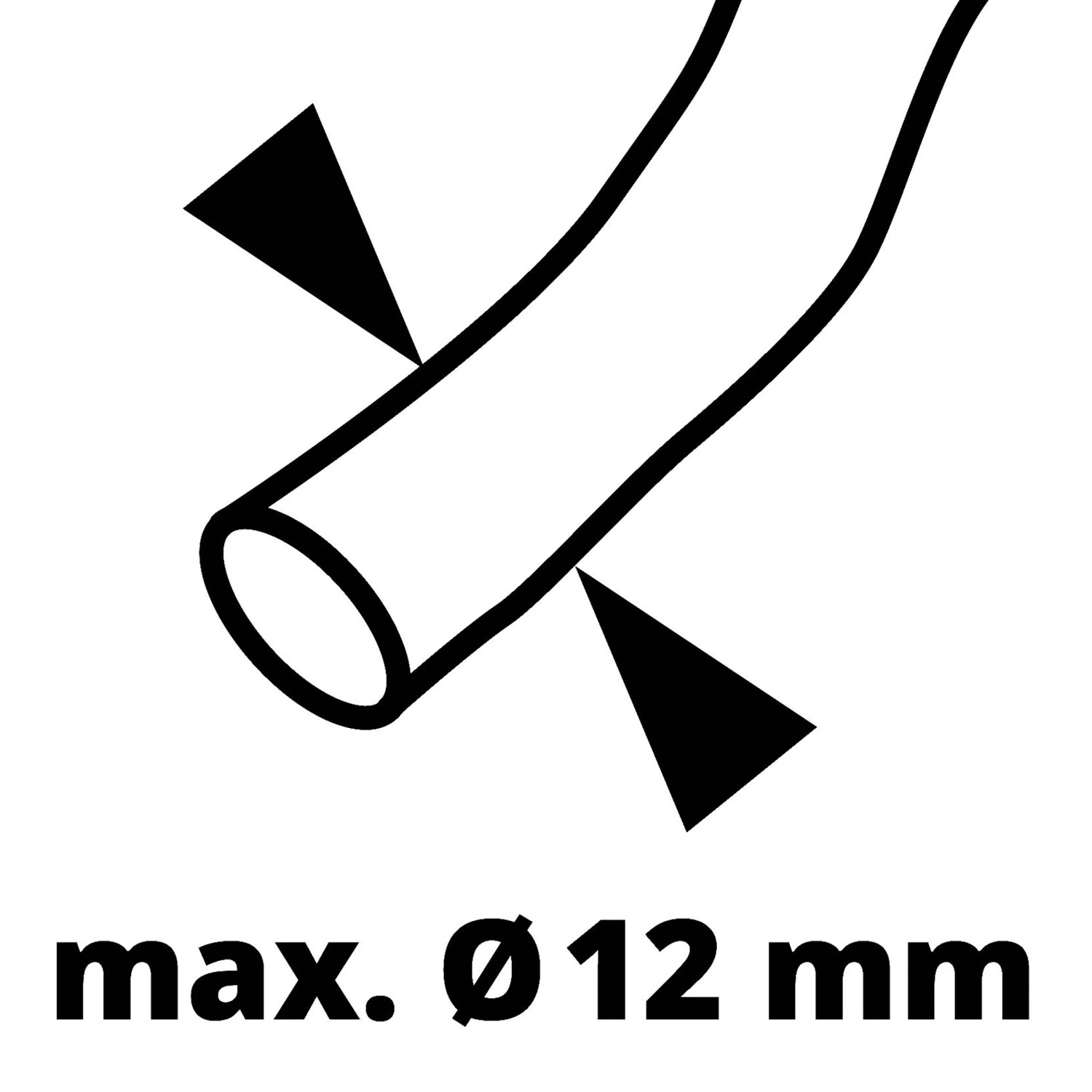 Symbol für max. Durchmesser 12mm beim Schneiden mit der Einhell Akku-Heckenschere.