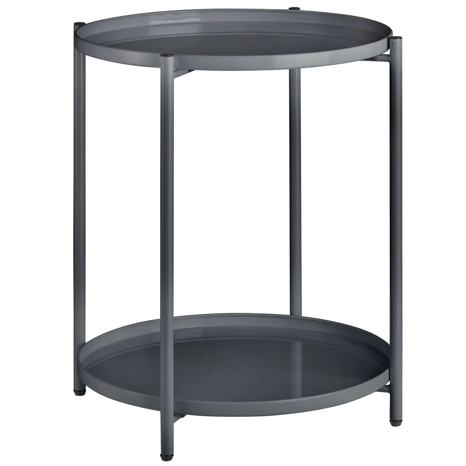 Tectake Beistelltisch Oxford Stahl Rund Mit Abnehmbaren Ablagen  45 50 x 45 50 x 53 cm Dunkelgrau