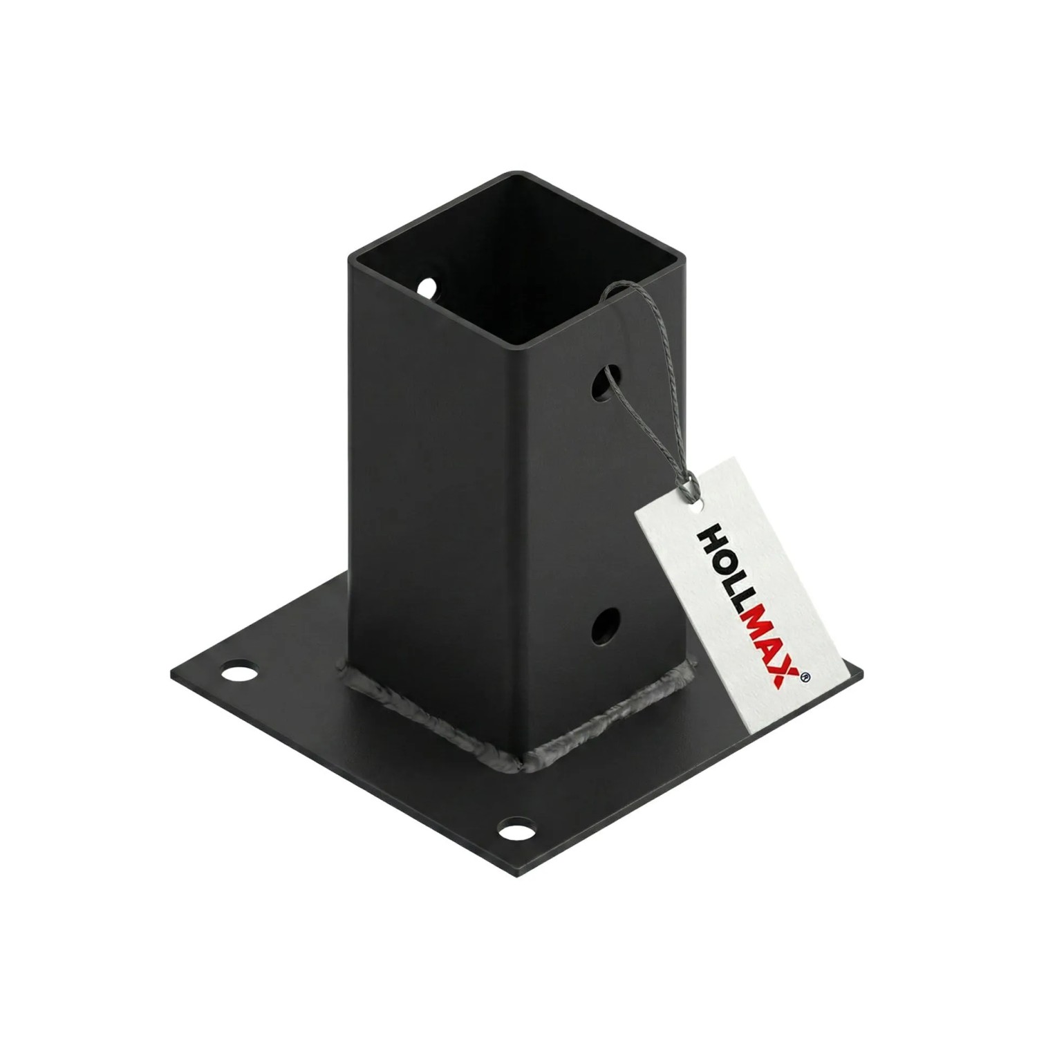 HOLLMAX 1 Stk. Aufschraubhülse/Pfostenträger 71 mm Pulverbeschichtet Schwarz für Vierkantpfosten