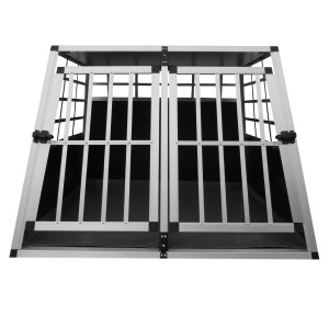 Monstershop Auto Hundetransportbox Doppelbox aus Aluminium mit Gummimatte.