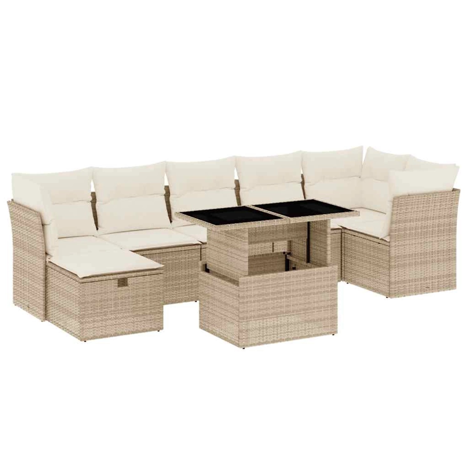 vidaXL 8-Tlg Garten-Sofagarnitur mit Kissen Beige Poly Rattan 3274668 günstig online kaufen