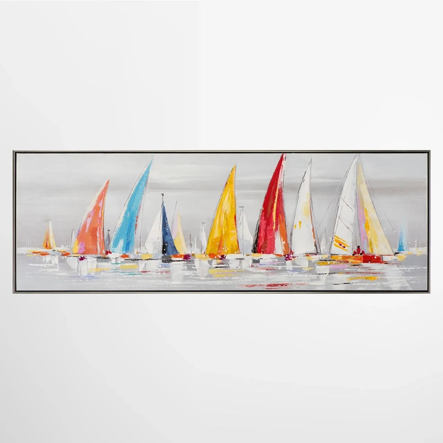 Art Universe Leinwandbild Bunte Segelboote 152x52 cm
