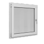 Weißes Roro Kunststofffenster Basic, 100x100 cm, DIN links, mit Dreh-/Kippfunktion und 3-fach Verglasung.